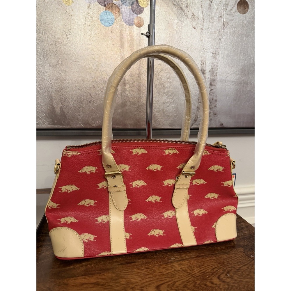 Arkansas Razorbacks Red & Gold Satchel Handbag - Picture 3 of 4